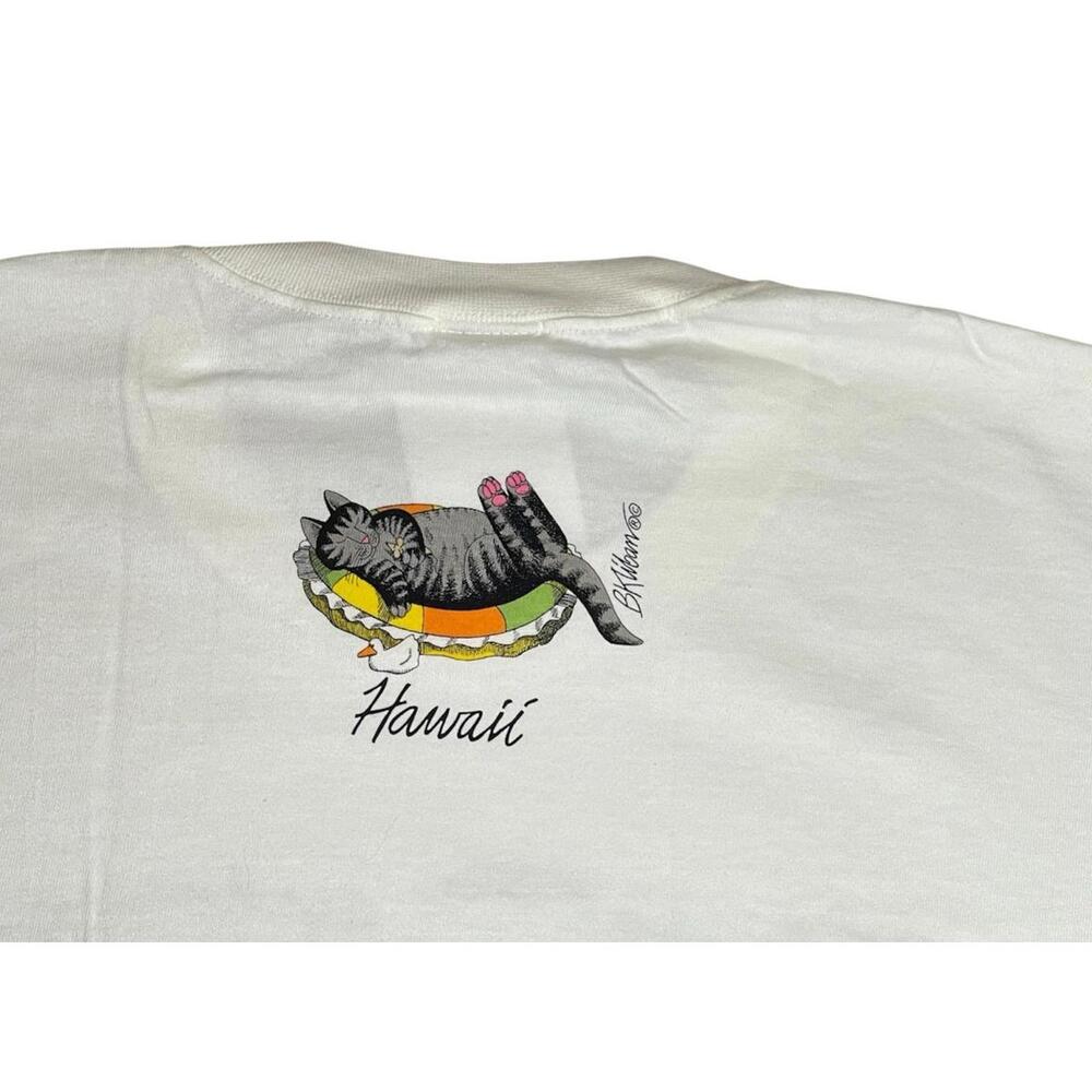 VTG 90s NWT B. Kliban Cat Crazy Shirts USA Swimming Pool Cat T-Shirt Hawaii XL - Picture 4 of 5